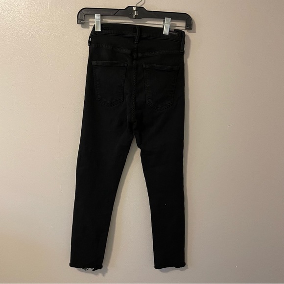 Citizens Of Humanity Rocket High Rise Skinny Jeans Size 25 Black Raw Hem - Picture 6 of 7